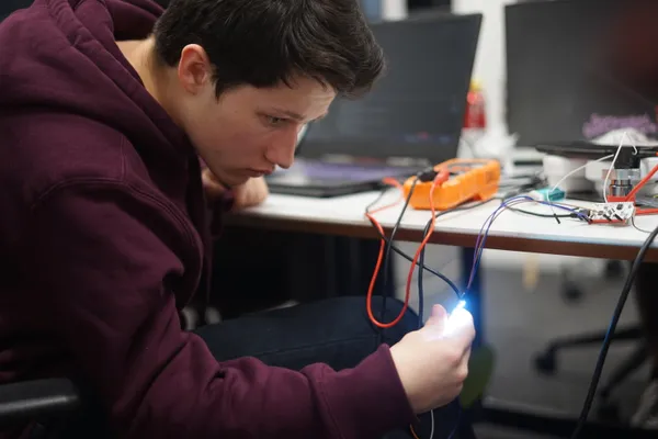 Jasper working on the main hub indication lights